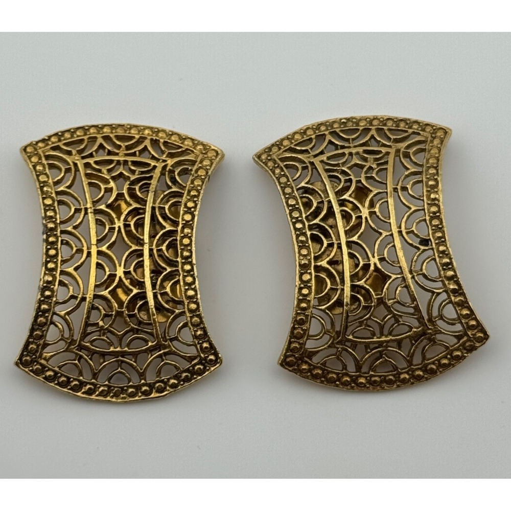 Vintage Musi Shoe Clips Gold Tone Signed